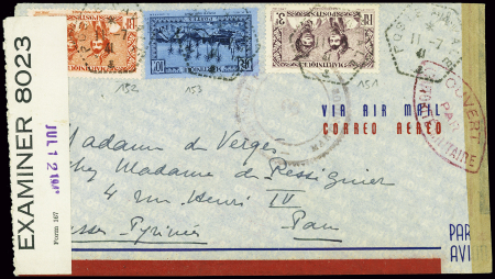 Martinique n°151 + 152 + 153 obl hex pointillée "P