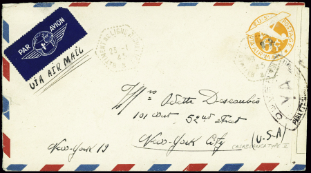 Env entier postal 6c orange USA avec petite surcha