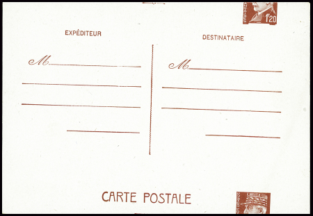 Entier CP neuve 1F20 Pétain avec spectaculaire déc