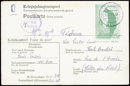 Postkarte du Stalag IIIC avec figurine vert vif 20