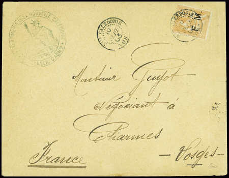 N°1 obl CAD "Nelle Calédonie Voh" (1903) sur lettr