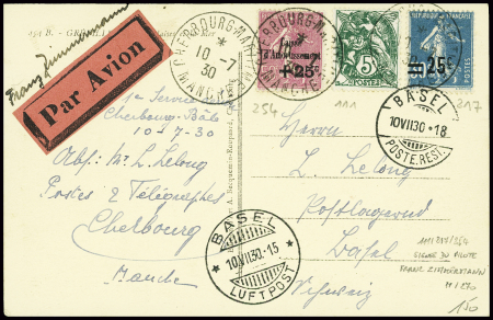 France n°111 + 217 + 254 obl CAD "Cherbourg mariti