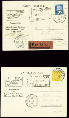 2 CP spéciales inauguration de la ligne postale aé