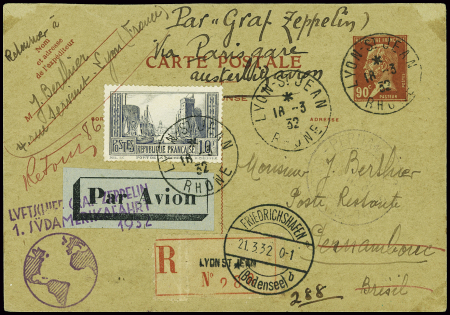 N°261 obl Lyon St Jean (18.3.32) sur entier CP 90c