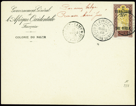 Niger n°18 obl Zinder (5 mars 1925) sur lettre ave