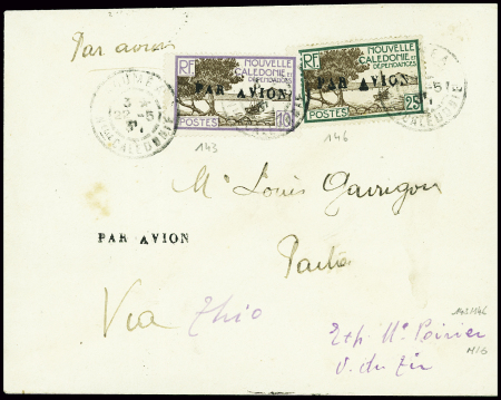 Nouvelle Calédonie n°143 + 146 avec petite surchar