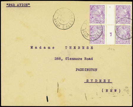 Nouvelle Calédonie n°124, bloc de 4 interpanneau m