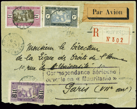 Sénégal n°85 + 87 + 99 + au verso n°74 obl Rufisqu