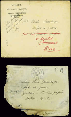 Lettre en franchise partiellement brûlée avec CAD 