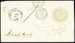 Lettre sans timbre avec grand CAD bleu 2 cercles "