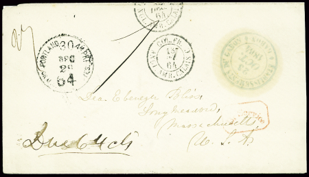 Lettre sans timbre avec grand CAD bleu 2 cercles "