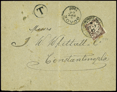 France taxe n°37 obl CAD "Constantinople Galata" (