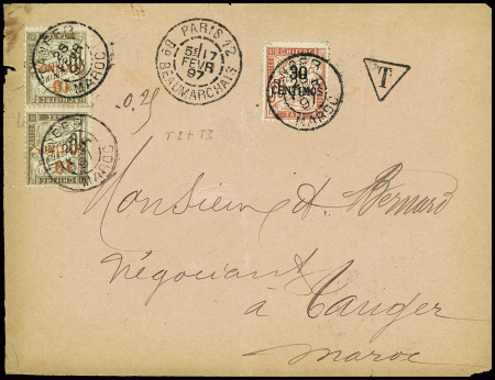 Lettre non AFF de Paris (1897) pour Tanger avec Ma