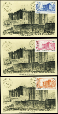 N°100 à 104 prise de la Bastille répartis sur 4 ca