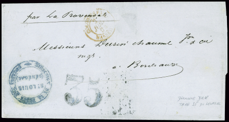 Lettre sans timbre avec cachet bleu "Direction de 