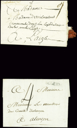 Bellême : 8 lettres dont L1, L2, MP rouges "59 Bel