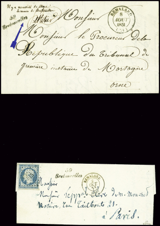 Bretoncelles : 2 lettres : cursive "59 Bretoncelle