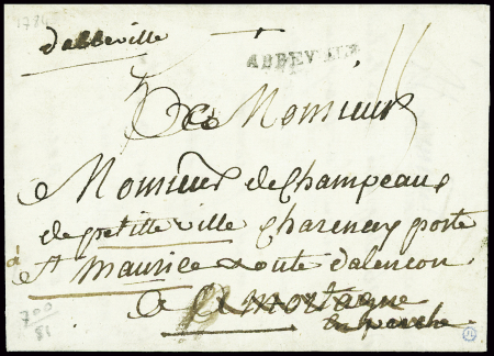 Lettre avec au verso marque manuscrite "DEBce de M