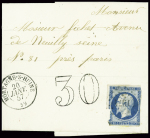 N°14, timbre ayant déjà servi sur lettre avec T15 