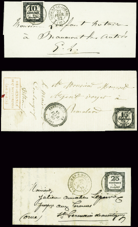 3 lettres avec timbres-taxe : T2 obl T15 Nogent le