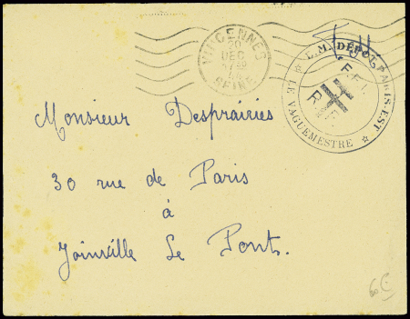 Lettre en franchise avec obl mec de Vincennes (194