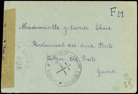 Lettre en franchise avec cachet noir à Croix de Lo