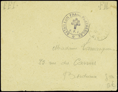 Lettre en franchise de Jaudignac Gironde (1944) + 