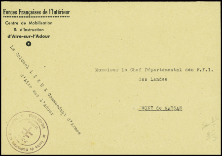 Lettre en franchise avec en-tête "Forces Française