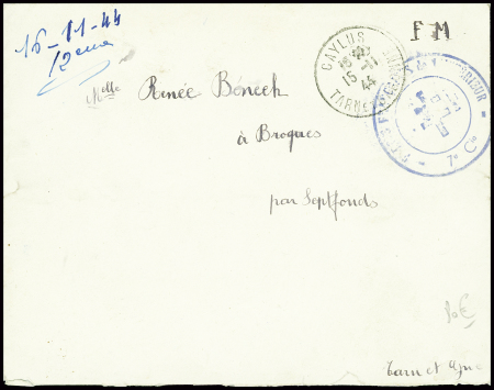 Lettre en franchise avec CAD "Caylus tarn et Garon