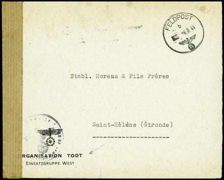 Lettre en franchise à en-tête "Organisation TODT e