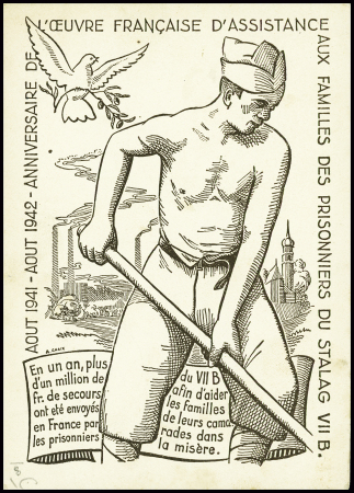 Entier CP illustrée en brun : prisonnier maniant u