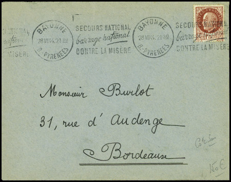 N°517 obl mec "Bayonne B Pyrénées" (28.7.44) avec 