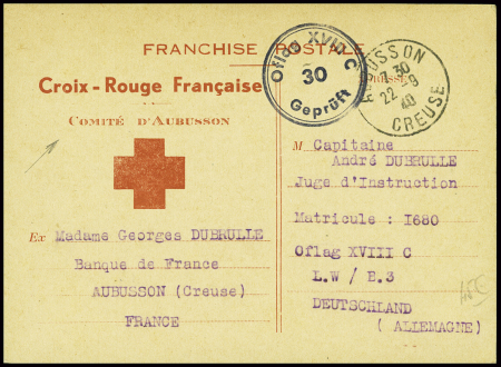 CP Croix-Rouge à en-tête "Franchise postale Croix-