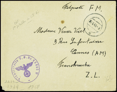 Lettre en franchise d'un soldat du 1er bataillon d