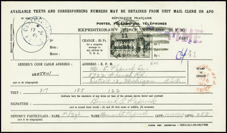 N°611 obl grand CAD "US army postal service 258" (