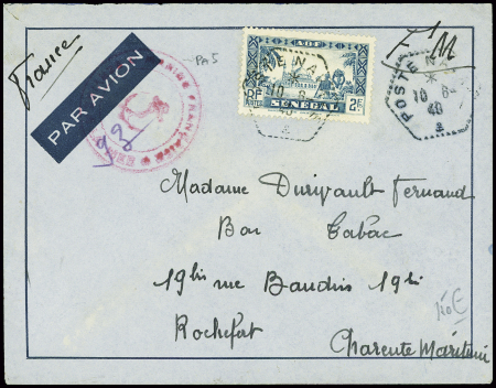 Sénégal PA n°7 obl CAD hex "poste navale" (10.6.40