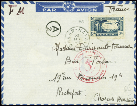 Sénégal PA n°5 obl CAD "Dakar naval" (1940) sur le