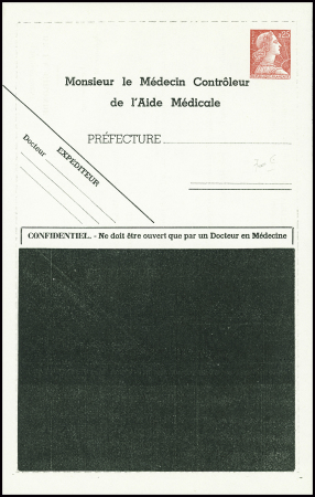 Carte lettre 0,25 Muller rouge TSC Médecin contrôl