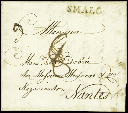 Lettre de Guernesey (1775) pour Nantes avec MP d'e