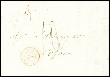 Lettre de Guernesey pour Cognac avec CAD d'entrée 