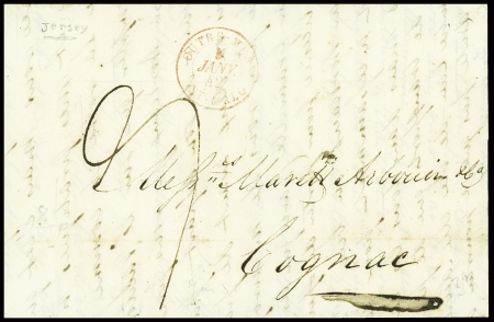 Lettre de Jersey pour Cognac avec CAD d'entrée rou