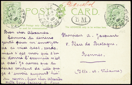 GB n°106, 2 pièces, obl CAD d'entrée "Binic Côtes 