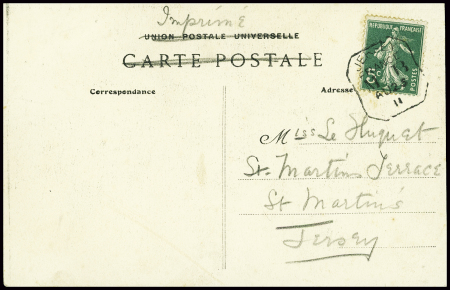 N°137 obl CAD rect tombstone "Jersey France MB" (1