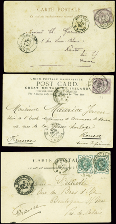 3 CP AFF GB n°67 en paire, n°73 (2) obl CAD "Granv