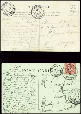 2 CP de Jersey : GB n°107 obl octo "Angl BM Granvi