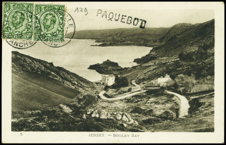 GB n°129, 2 pièces obl CAD "Granville Manche" (191