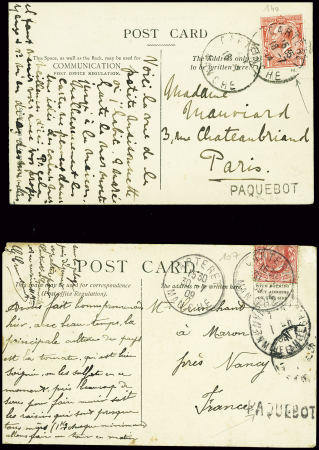 2 CP : GB n°107 (replié) et n°140 obl CAD 1 cercle