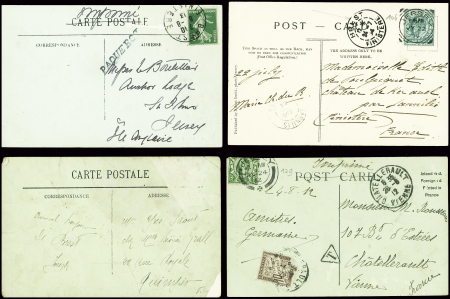 4 CP dont n°137 obl "Brest Finistère" (1913) + gri