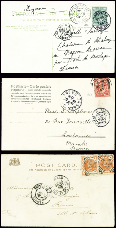 3 CP : GB n°106 obl CAD "Granville France" (1904) 