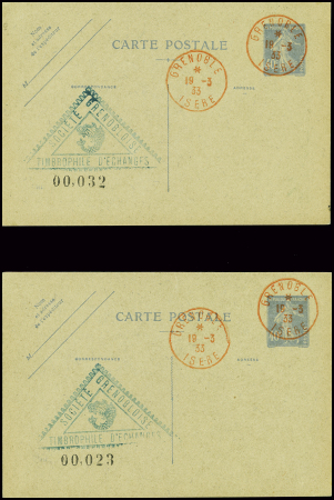 3CP 40c semeuse outremer et 3 CP 90c Paix rouge av